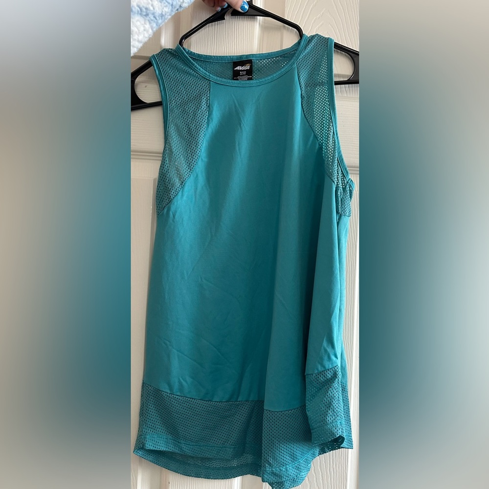 Teal Sleeveless Mesh Tank Top